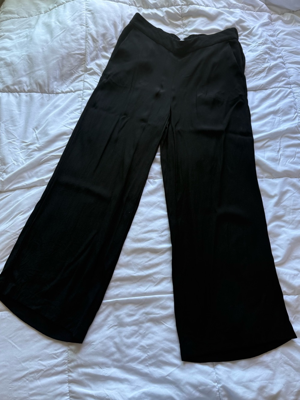 Women’s Loft Rayon Vacation Coastal Style Black Wide-Leg Pants Sz. M